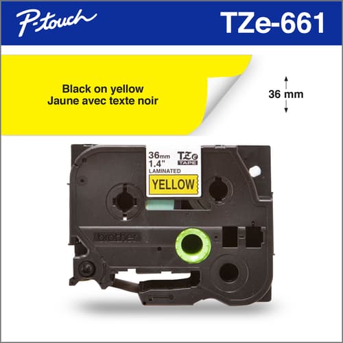 BROTHER P-TOUCH TAPE TZE661 BLACK/YELLOW 36MM