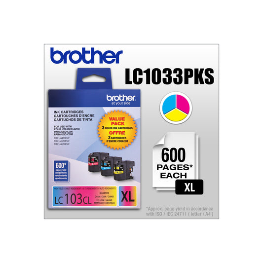 Brother LC103 Original Cyan/Magenta/Yellow Ink Cartridge High Yield