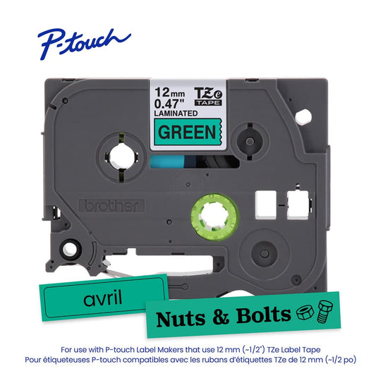 BROTHER P-TOUCH TAPE TZE731G BLACK/GREEN TAPE 12MM