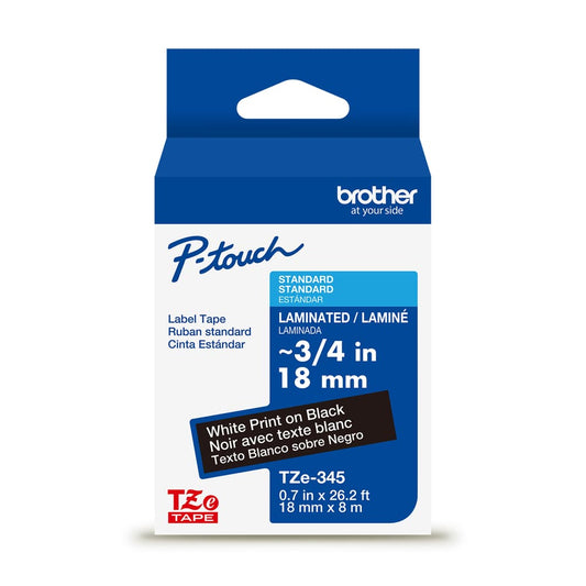 BROTHER P-TOUCH TAPE TZE345G WHITE/BLACK 18MM