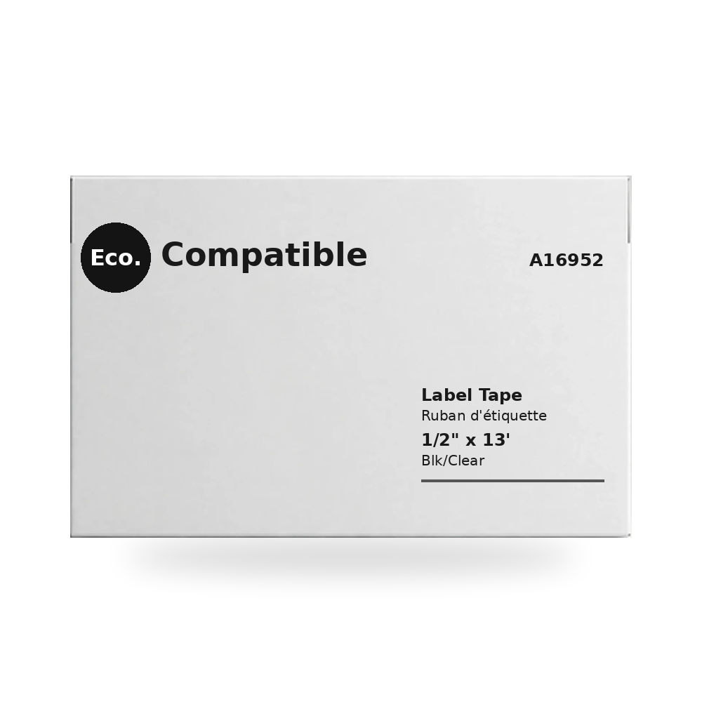 Eco.Compatible  LABEL FOR DYMO A16952 BLK/CLEAR 1/2"X13'12MM