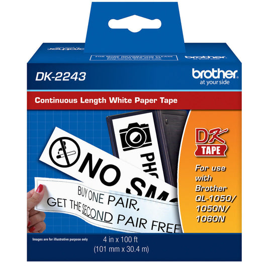 RUBAN CONTINU BROTHER DK2243 NOIR/BLANC 101 MM X 30 MM