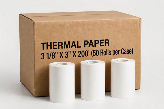 3 1/8" x 225' Thermal Paper Rolls – 50 Rolls per Case