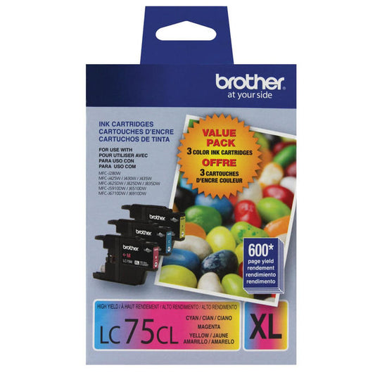 Brother LC75 Original Cyan/Magenta/Yellow Ink Cartridge High Yield