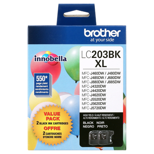 Brother jet d'encre LC203 noir (lot de 2)