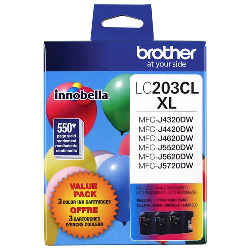 Brother LC203 Original Cyan/Magenta/Yellow Ink Cartridge High Yield 3 PACK