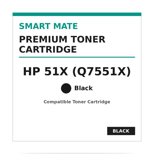 Smart Mate Compatible HP 51X Q7551X Black Toner Cartridge