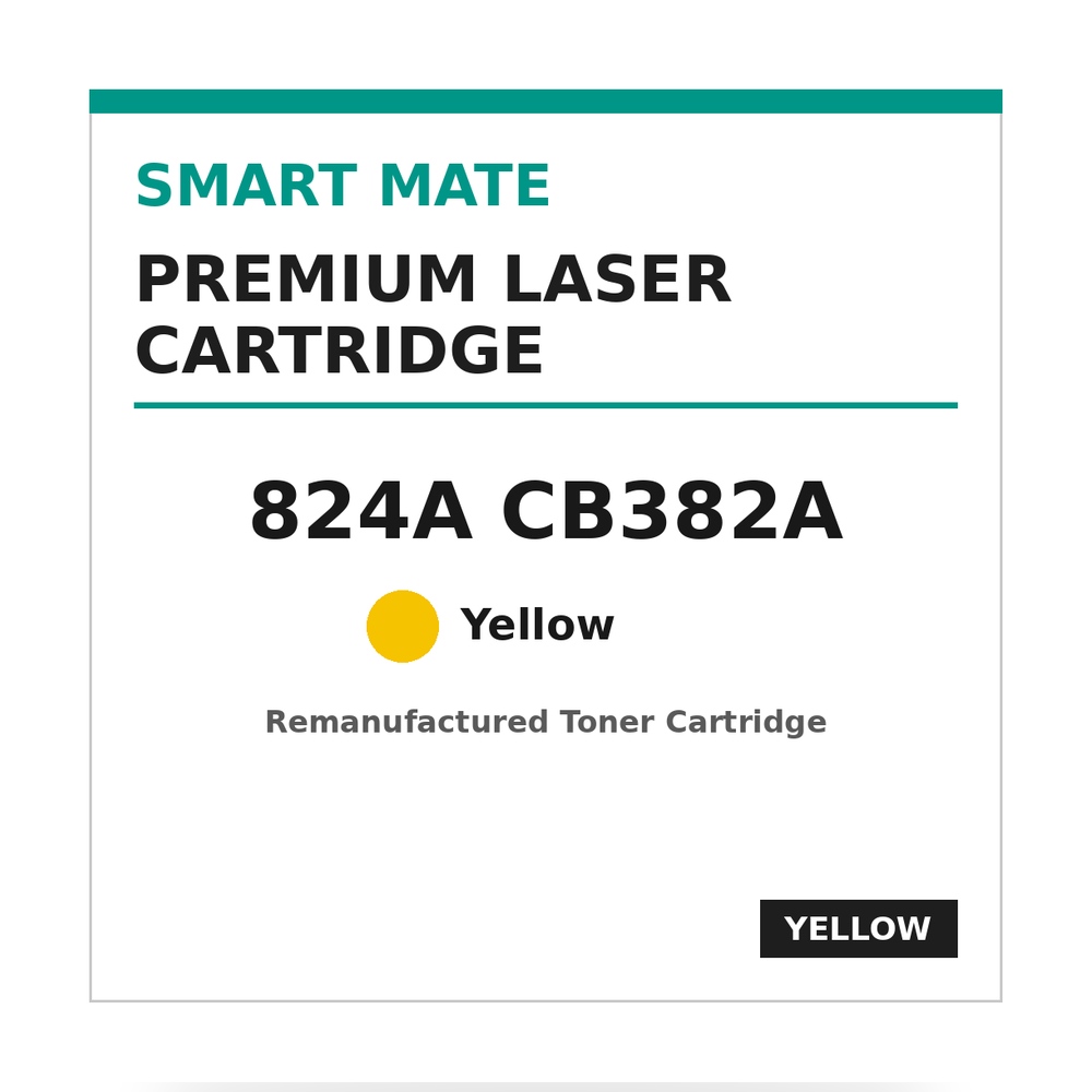 Smart Mate HP 824A CB382A Remanufactured Yellow Toner Cartridge