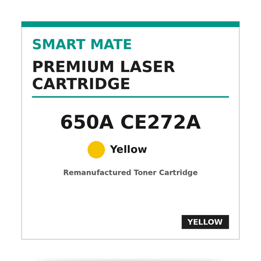 Smart Mate HP 650A CE272A Remanufactured Yellow Toner Cartridge