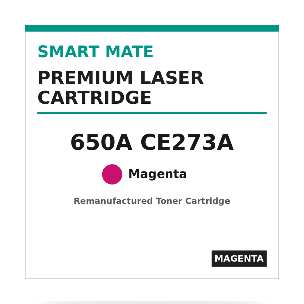 Smart Mate HP 650A CE273A Remanufactured Magenta Toner Cartridge