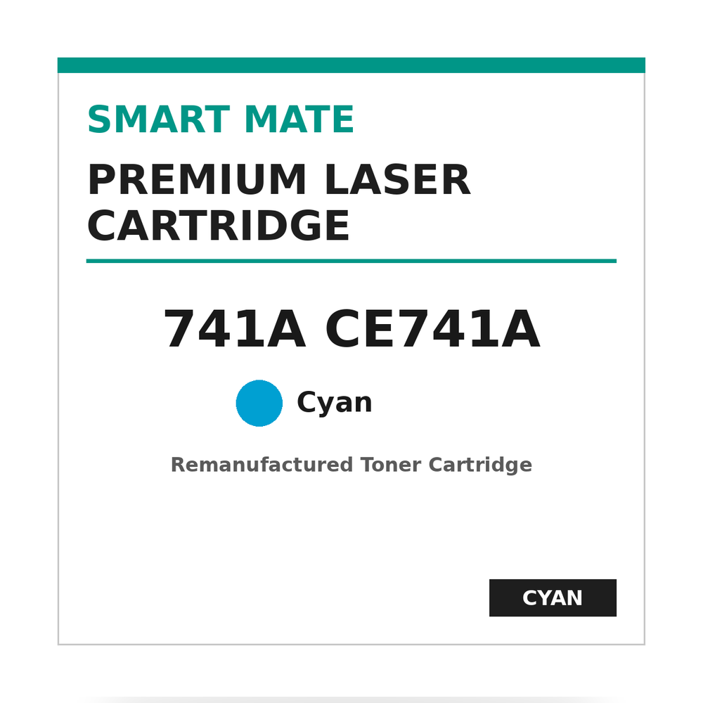 Smart Mate HP 741A CE741A Remanufactured Cyan Toner Cartridge