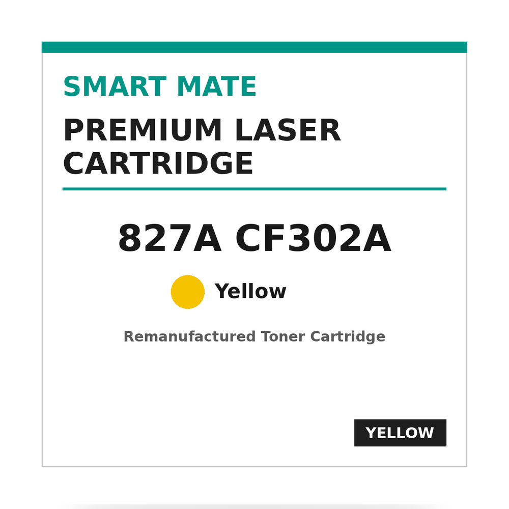 Smart Mate HP 827A CF302A Remanufactured Yellow Toner Cartridge