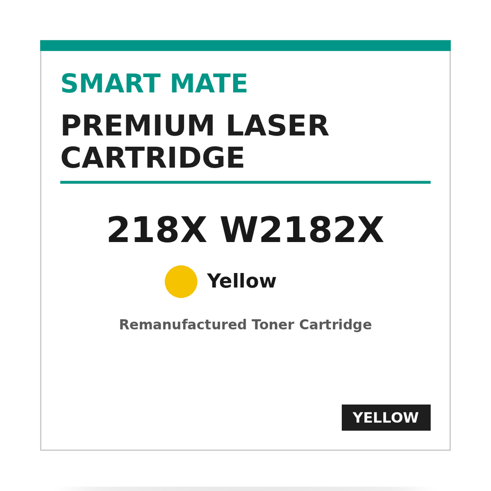 Smart Mate HP 218X W2182X Remanufactured Yellow Toner Cartridge